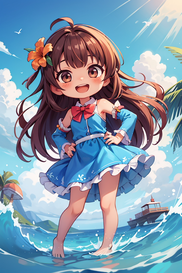 385051-3273326577-(chibi_1.2),masterpiece,best quality,dramatic, 1girl, solo, long hair, brown hair, detached sleeves, open mouth, smile, outdoors.png